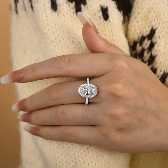 Maxine Excellent Halo Oval Cut Engagement Ring