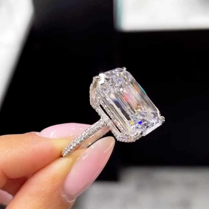 Maxine Captivating 15Ct Emerald Cut Engagement Ring For Women