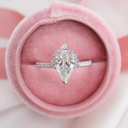 Lovely Rose Gold Pear Cut Paraiba Tourmaline Engagement Ring