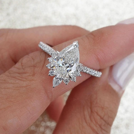 Lovely Rose Gold Pear Cut Paraiba Tourmaline Engagement Ring