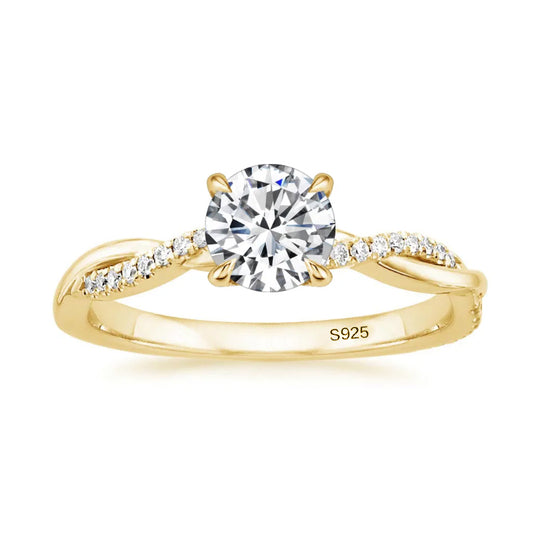 Twist 1.25 Carat/2.0 Carat Round Cut Promise Ring For Her In Sterling Silver