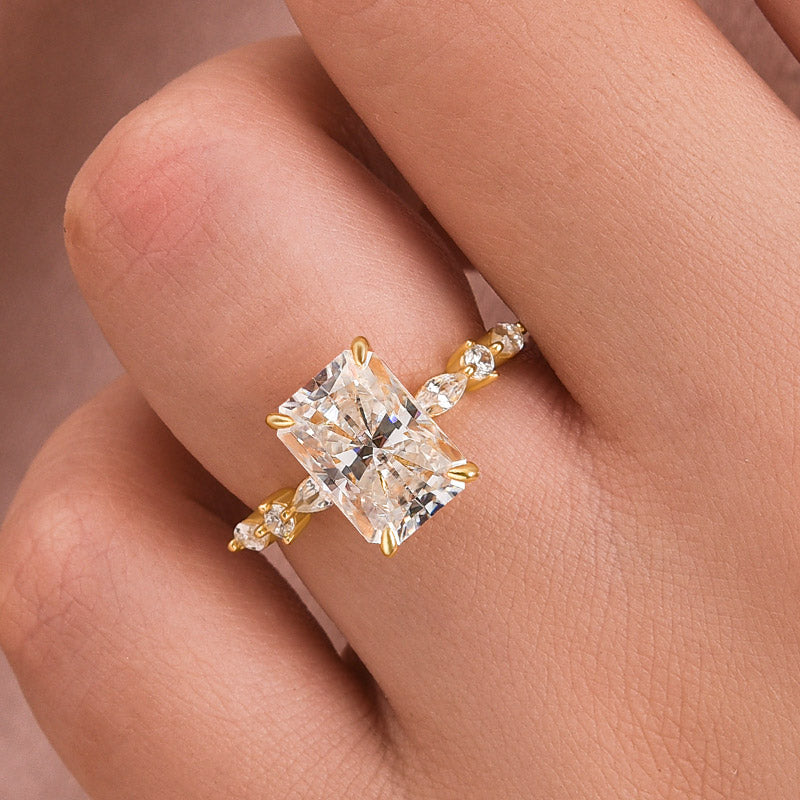 Sparkle 3.5ct Radiant Cut Engagement Ring For Women In Sterling Silver