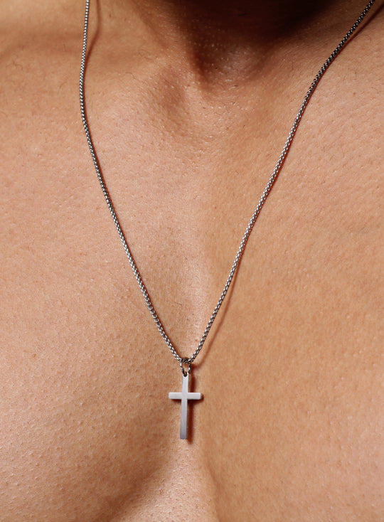 Small Stainless Steel Cross Necklace For Men
