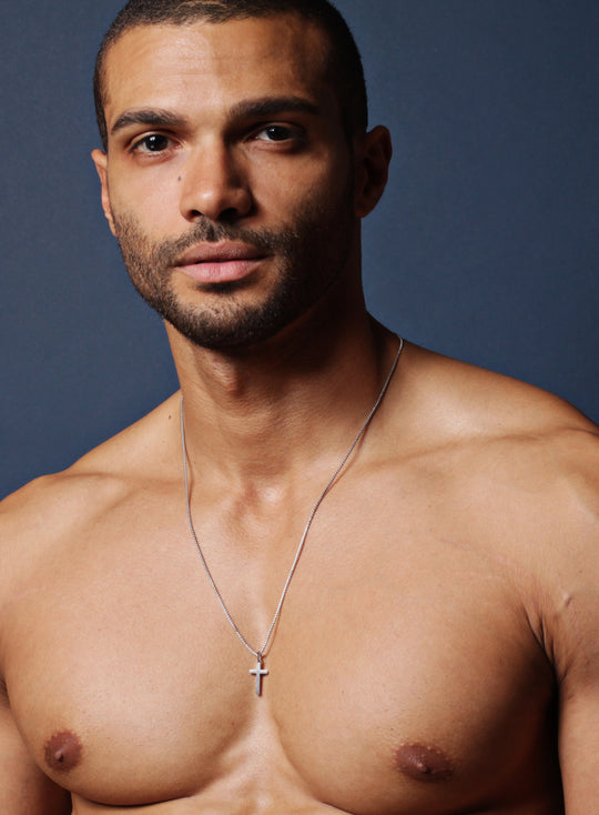Small Stainless Steel Cross Necklace For Men