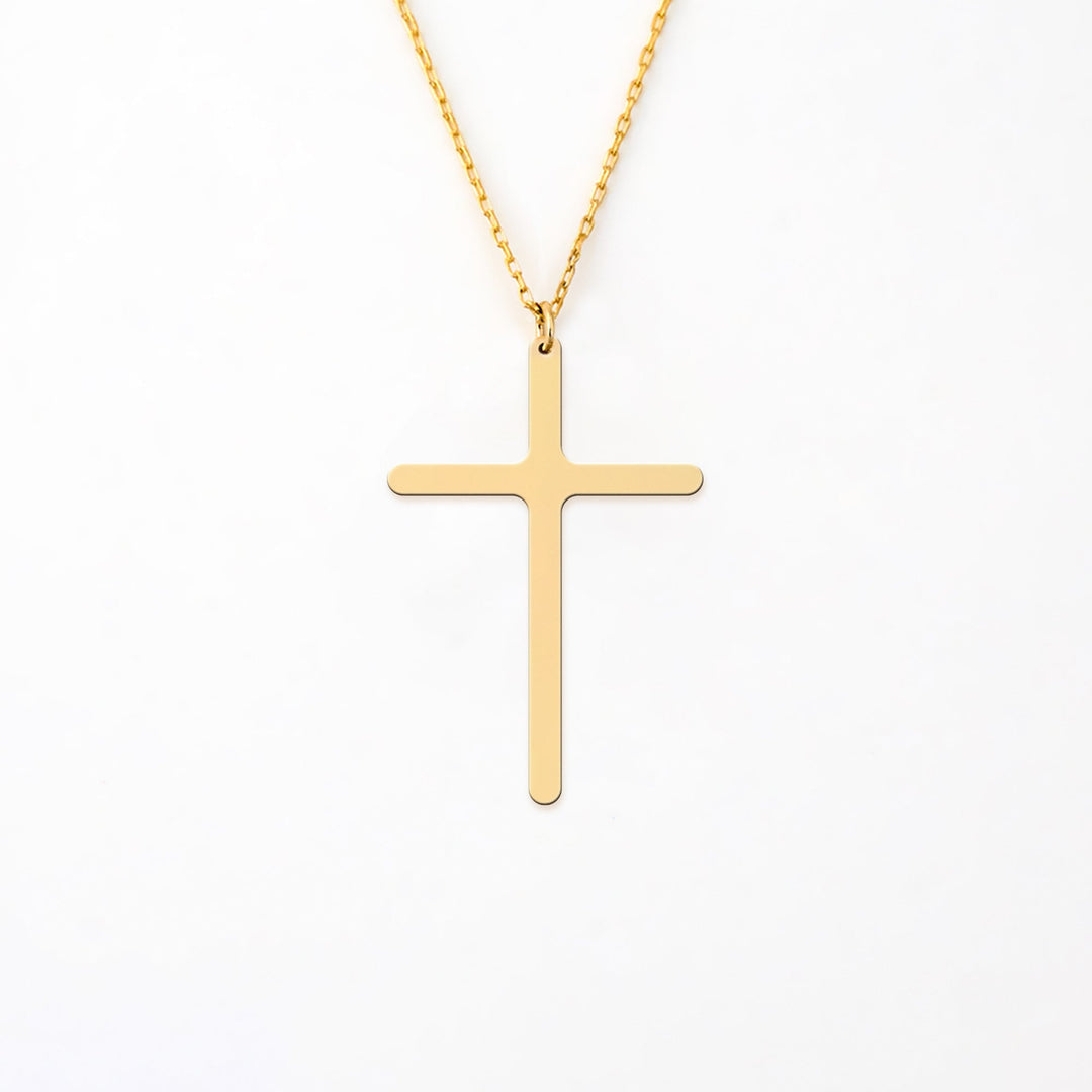 Sterling Silver Minimalist 14K Gold Plated Cross Necklace