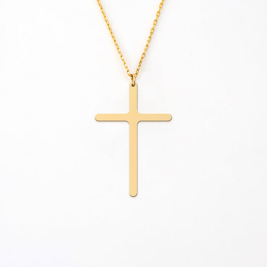 Sterling Silver Minimalist 14K Gold Plated Cross Necklace