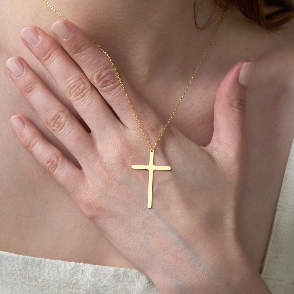 Sterling Silver Minimalist 14K Gold Plated Cross Necklace