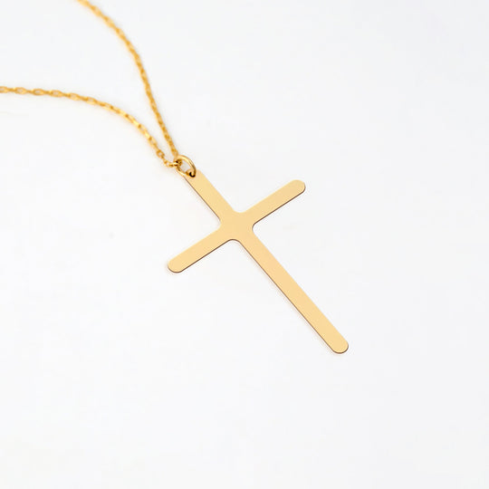 Sterling Silver Minimalist 14K Gold Plated Cross Necklace