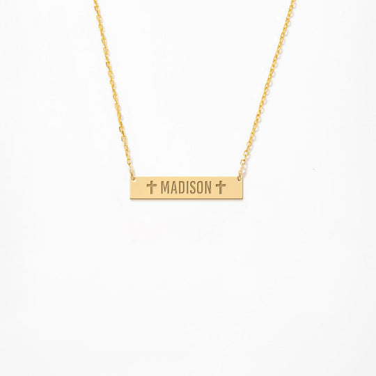 Engraved 14K Gold Plated Sterling Silver Bar Necklace