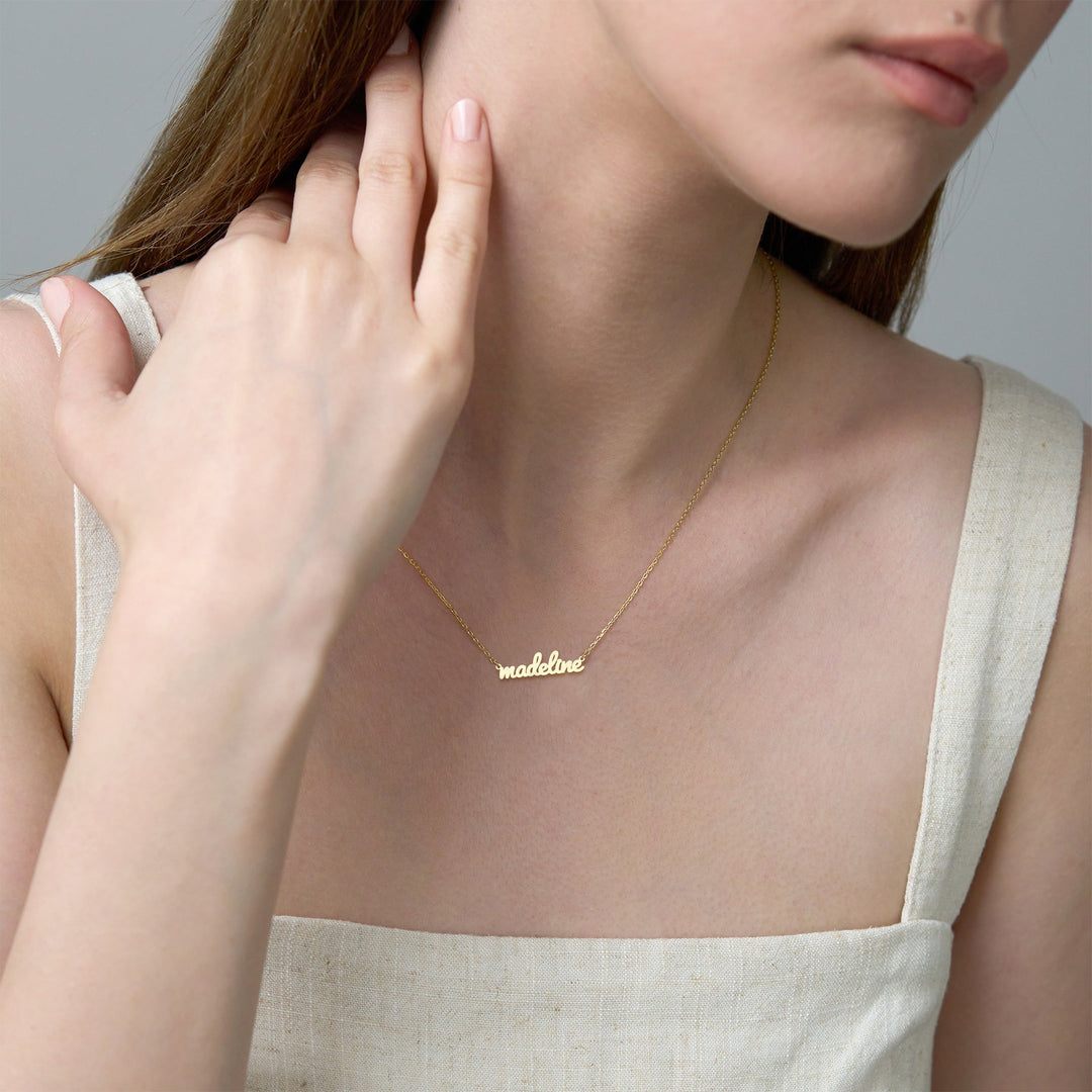 Cursive Name 14K Gold Plated Necklace