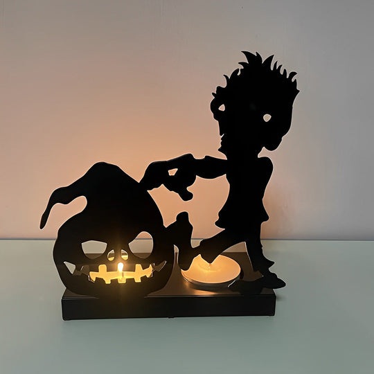 Halloween Metal Candle Holder Decorative Pumpkin Skull Design