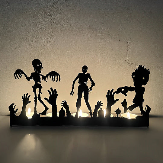 Halloween Metal Candle Holder Decorative Pumpkin Skull Design