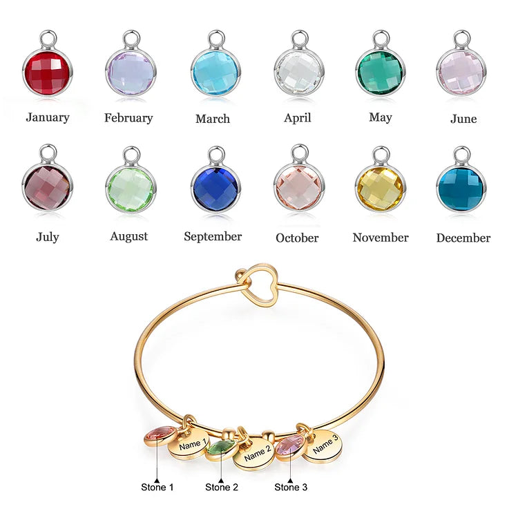 Personalized Birthstone Bracelet Custom Names Bracelet