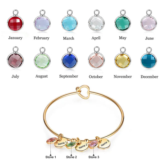 Personalized Birthstone Bracelet Custom Names Bracelet