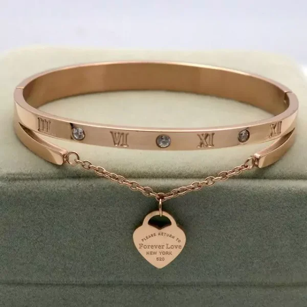 Love Bangle Bracelet Hanging Heart