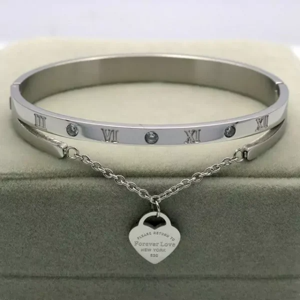 Love Bangle Bracelet Hanging Heart