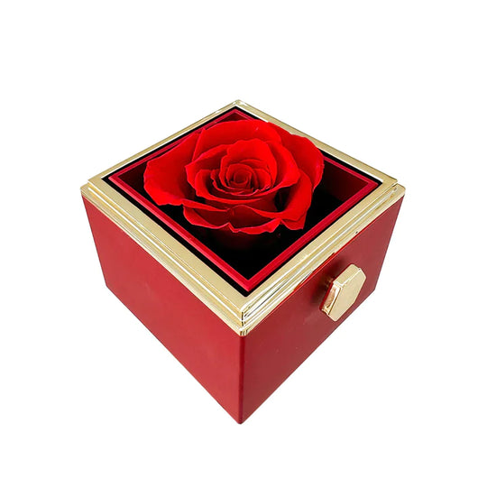 Eternally Preserved Rotating Rose Box-Engraved Heart Necklace