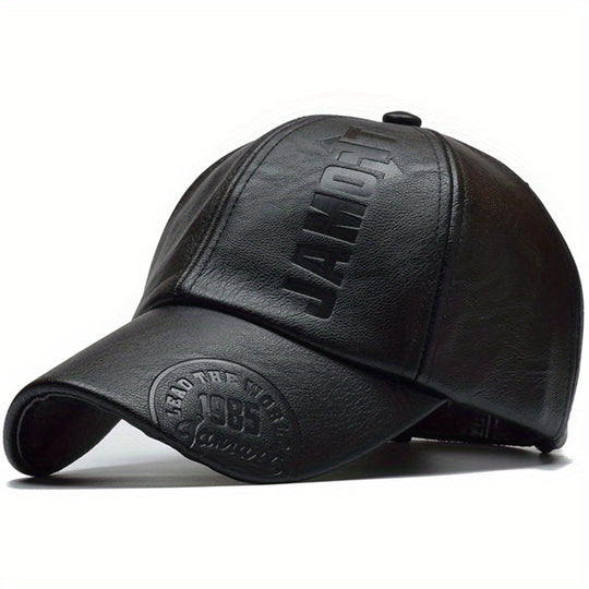 en's British PU Leather Baseball Cap Adjustable Breathable Casual Hat Spring/Summer/Autumn/Winter Hat Christmas Gift
