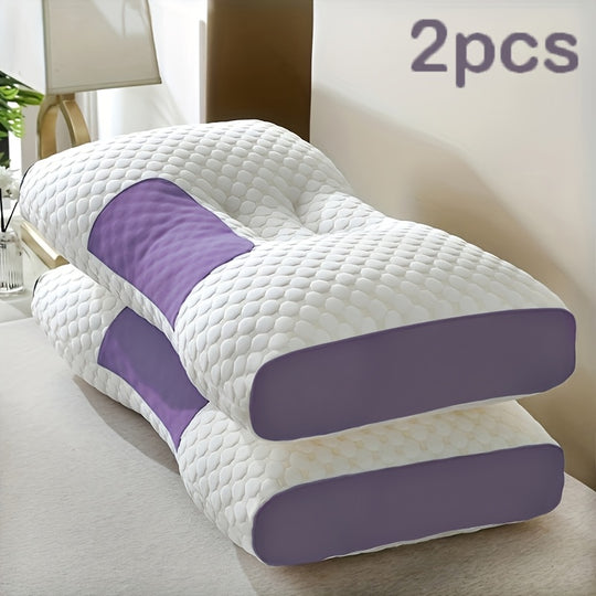 2 Soft Woven Neck Massage Couple Pillows Adjustable Ergonomic Orthotic Profile Support
