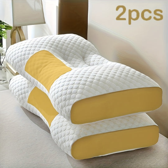 2 Soft Woven Neck Massage Couple Pillows Adjustable Ergonomic Orthotic Profile Support