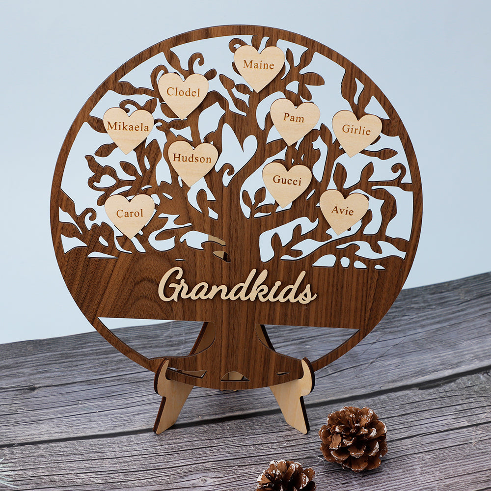 Personalized Wooden Gift Grandkids Sign Family Tree