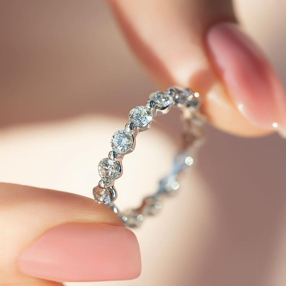Sterling Silver Eternity Round Cut Women's Stackable Wedding Band