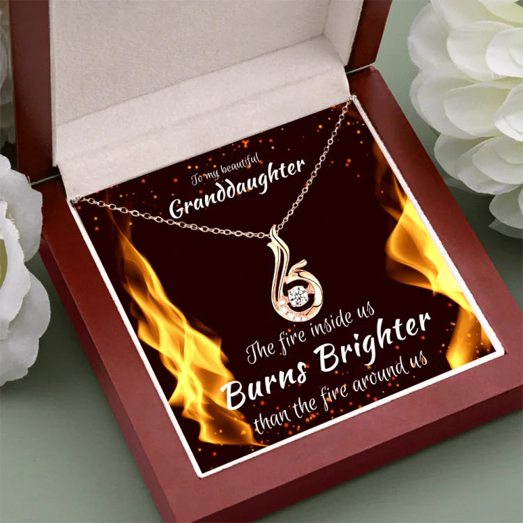 To My Granddaughter Phoenix Necklace "The Fire Inside Us Burns Brighter"