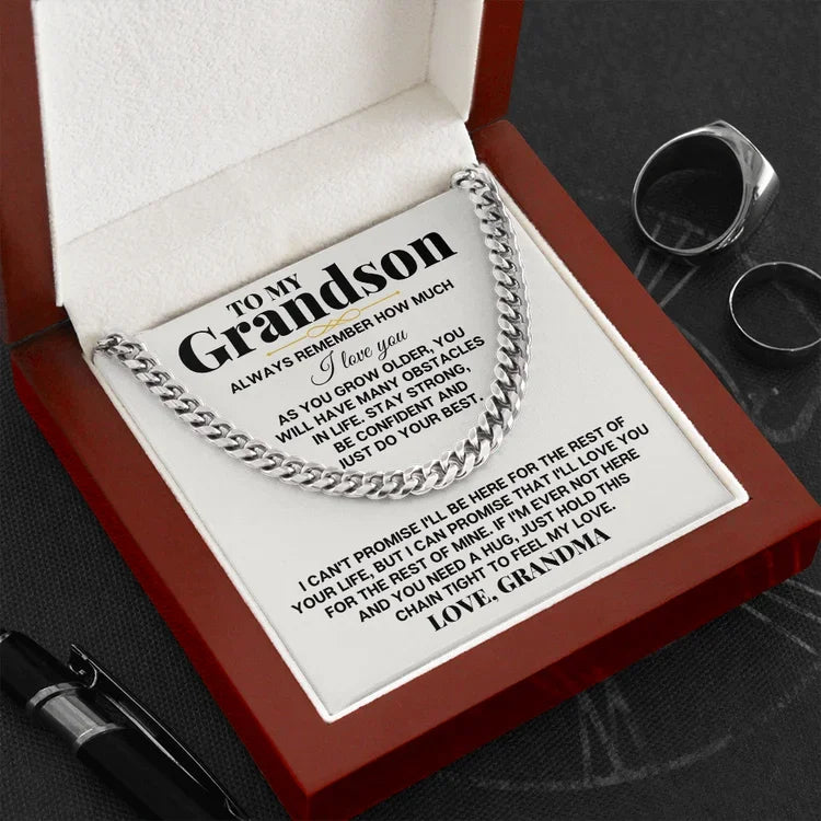 To My Grandson Love, Grandma Cuban Chain Necklace