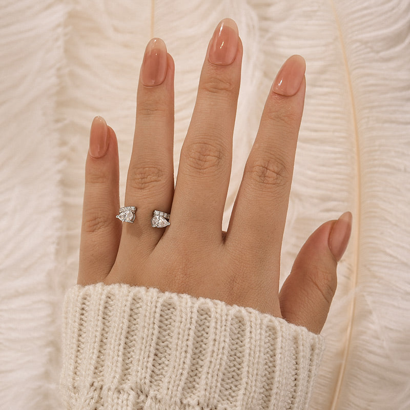 Maxine Classic Pear Cut Open Wedding Band In Sterling Silver
