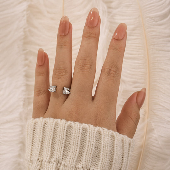 Maxine Classic Pear Cut Open Wedding Band In Sterling Silver