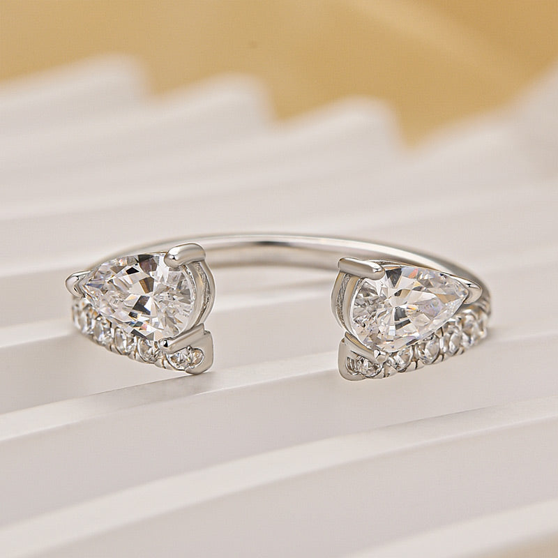 Maxine Classic Pear Cut Open Wedding Band In Sterling Silver