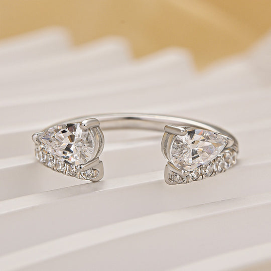 Maxine Classic Pear Cut Open Wedding Band In Sterling Silver