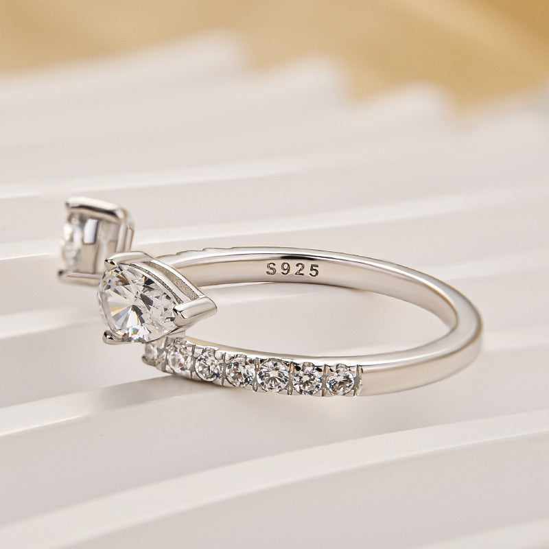 Maxine Classic Pear Cut Open Wedding Band In Sterling Silver