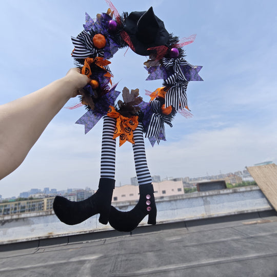 Halloween Witch Leg Garland for Door and Wall Decor, Striped Polyester Fiber