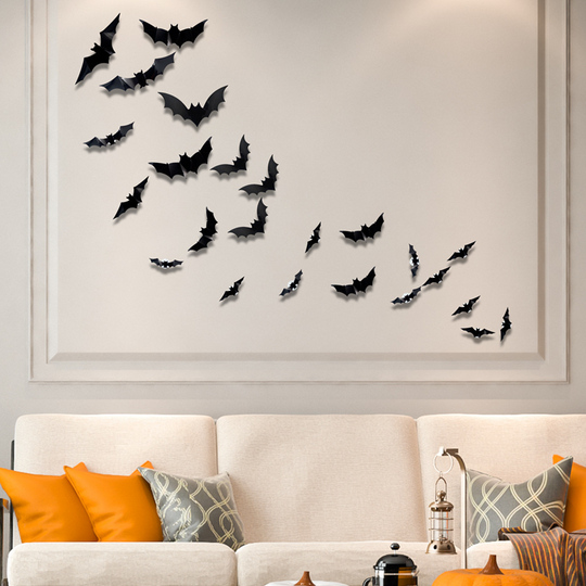 3D LED Bat Wall Decorations with Purple Glow for Halloween