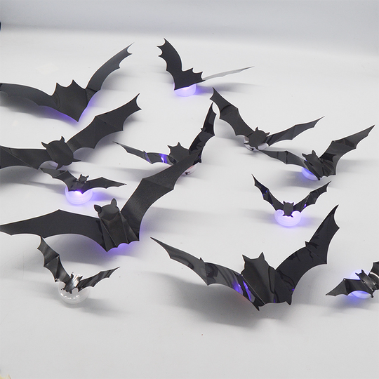 3D LED Bat Wall Decorations with Purple Glow for Halloween