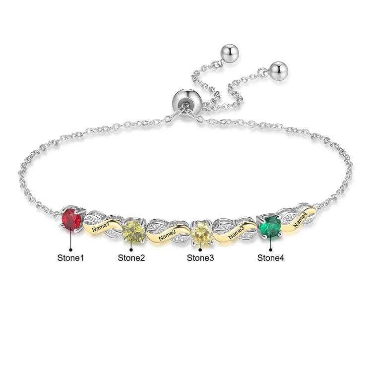 Mother's Day Gift Custom Infinity Bracelet with Birthstones Personalized Family Bracelet