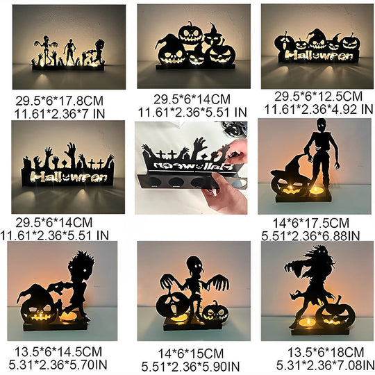 Halloween Metal Candle Holder Decorative Pumpkin Skull Design