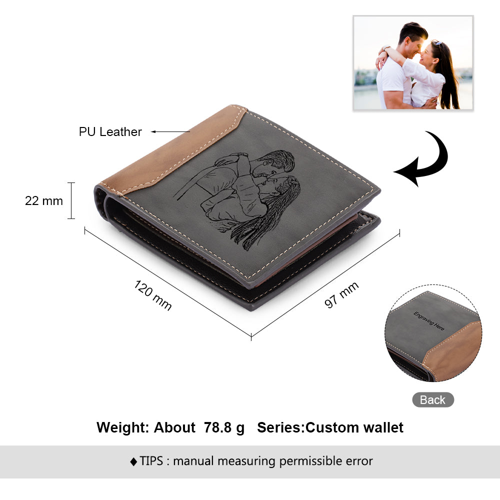 Father's Day Gift Men's Photo Custom Wallet Gray Personalized Gifts
