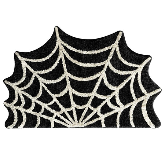 Halloween Spider Web Area Rug with Non-Slip Backing for Indoor Decor
