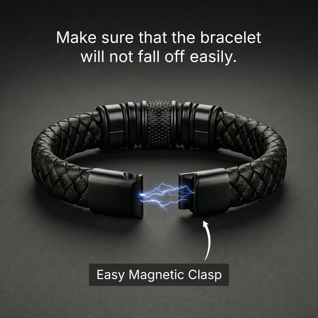 Black Personalized Braided Leather Bracelet for Men