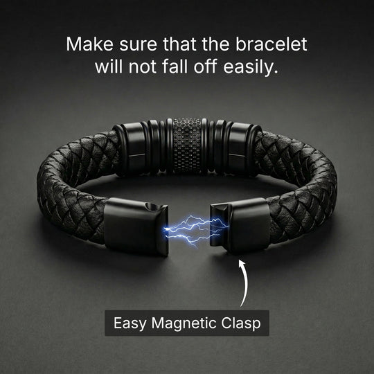 Black Personalized Braided Leather Bracelet for Men