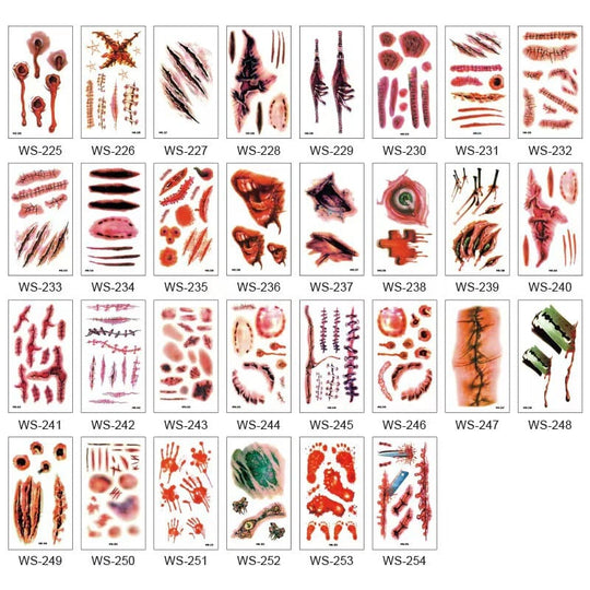 Halloween Temporary Tattoos for Face & Body – Realistic & Easy to Remove