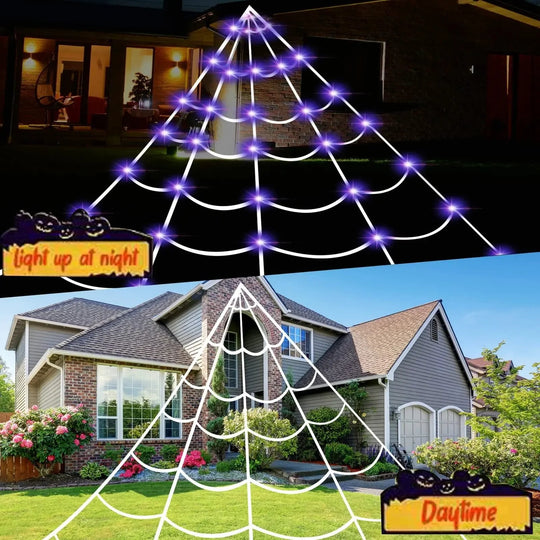 16.4ft Glowing Spider Web Halloween Decoration for Outdoor & Indoor