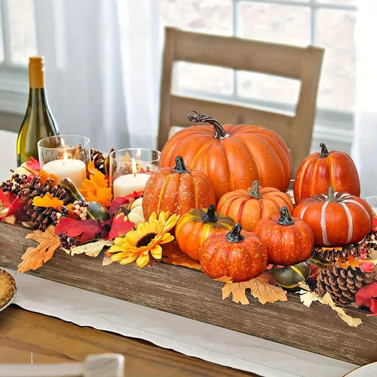58-Piece Artificial Pumpkin and Maple Leaf Fall Decor Set for Halloween