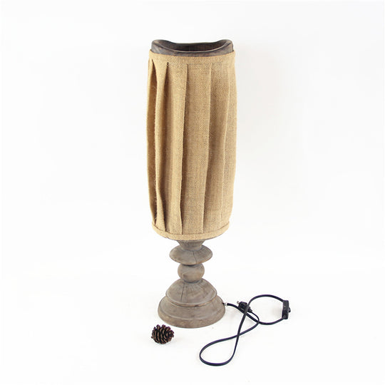 Vintage Table Lamp - Handmade Wooden Lamp