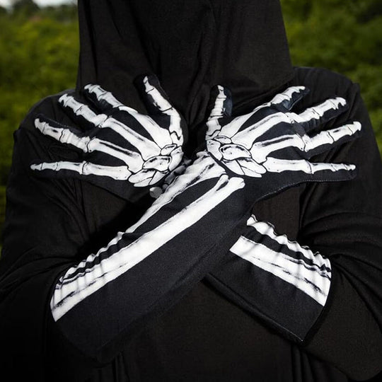 Double-Sided Skull Print Halloween Gloves – Soft, Breathable Costume Accessory