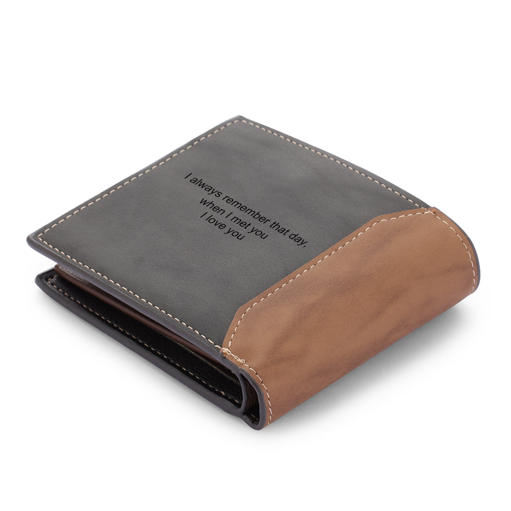 Father's Day Gift Men's Photo Custom Wallet Gray Personalized Gifts