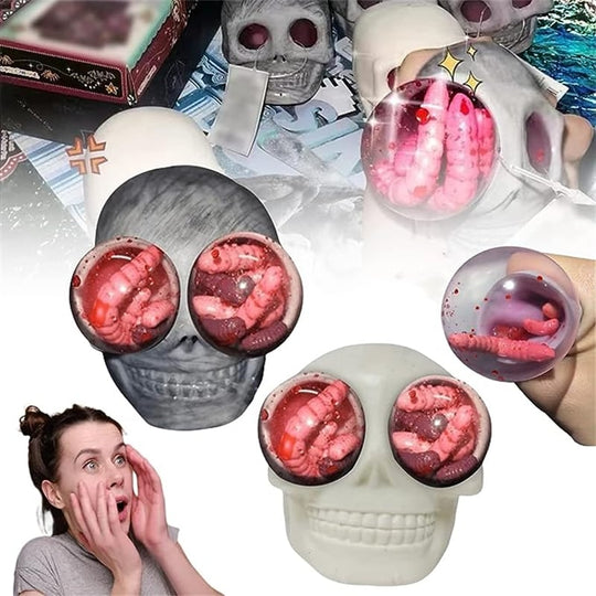 Halloween Skull Stress Ball Squeeze Toy with Creepy Crawling Critters