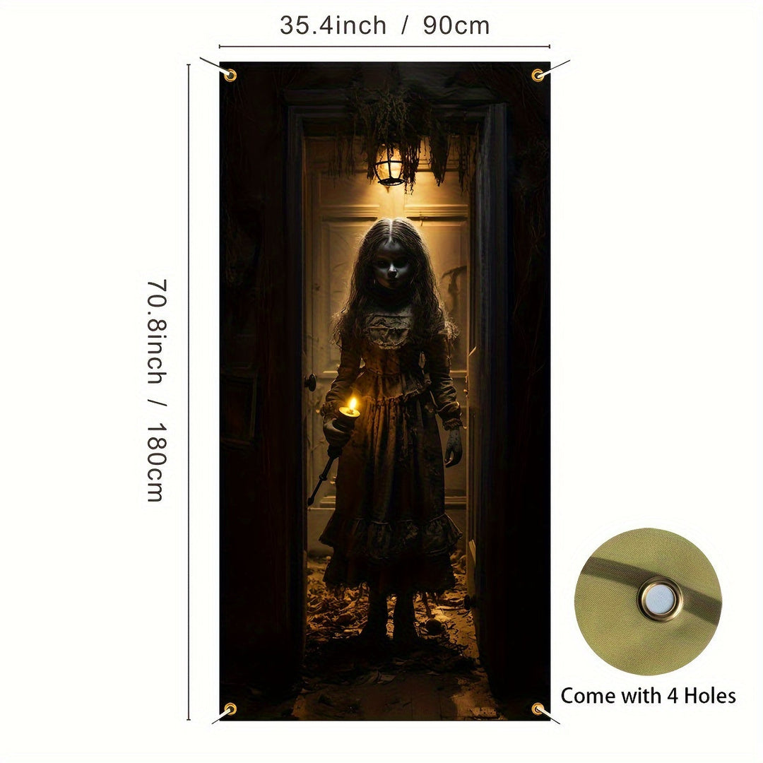 Halloween Ghost Door Banner Polyester Spooky Outdoor Indoor Decor